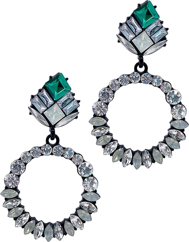 Cubic Zirconia Flower Ring Drop Earrings