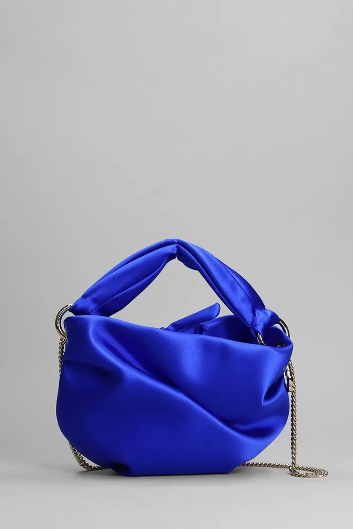 Bonny Sat Hand Bag In Blue Satin