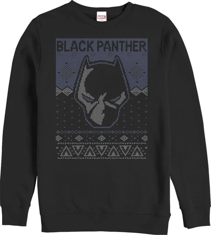 Men's Marvel Ugly Christmas Black Panther Sweatshirt - Black - 2X Large