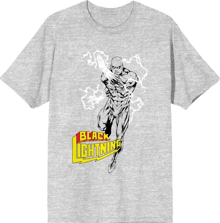 Justice League Black Lightning Sketch Men’s Athletic Heather T-shirt