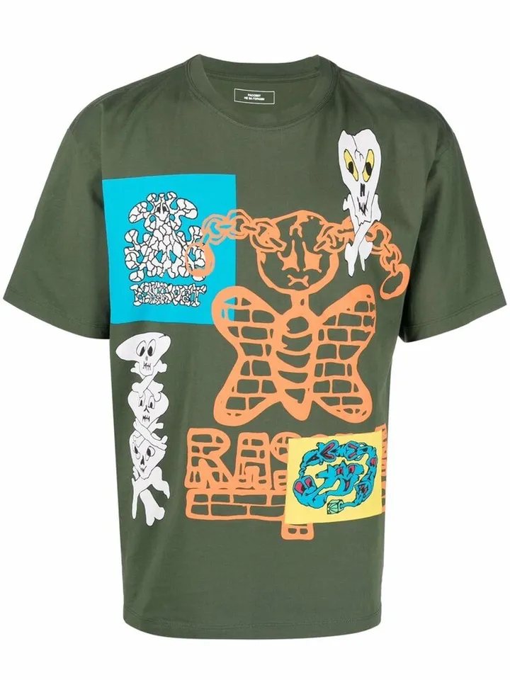 mix-print cotton T-shirt