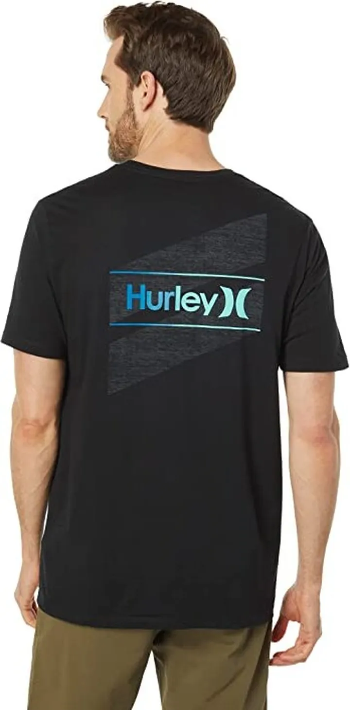 Hurley One Only Slashed Short Sleeve Tee (Black 1) Men's Clothing