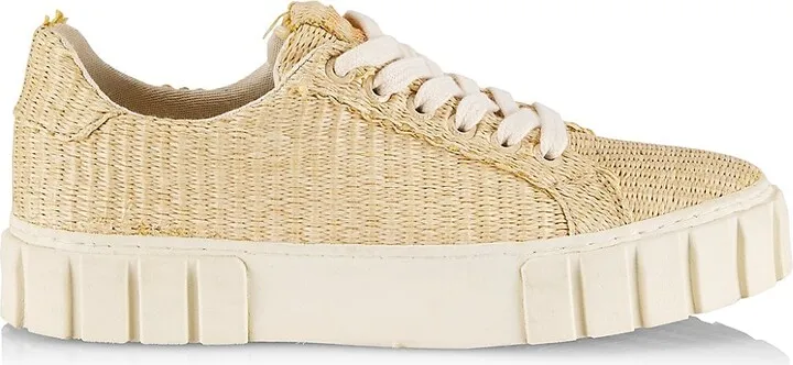 Straw Platform Low-Top Sneakers