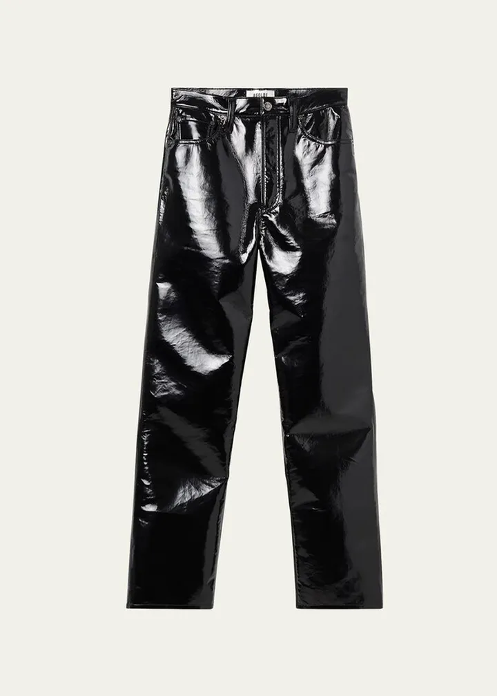 Recycled Leather 90s Pinched-Waist Pants