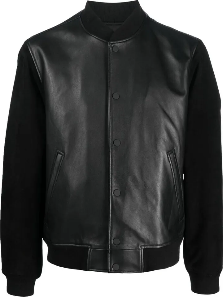 Panelled Leather Bomber Jacket