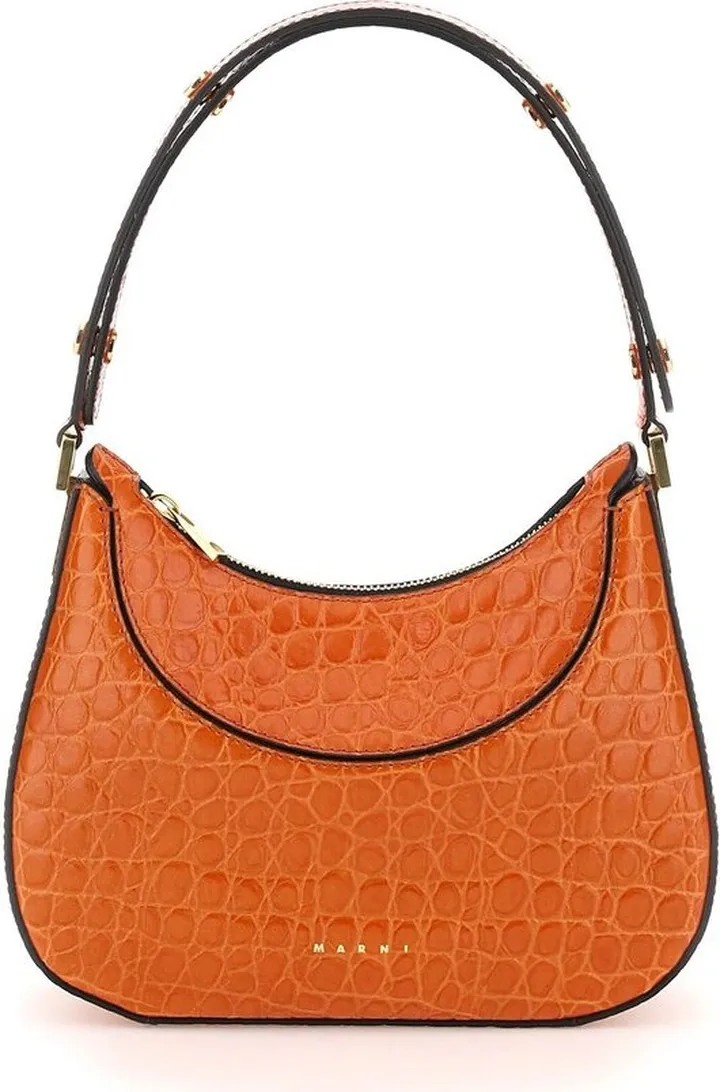 Marni High Shine Embossed Hobo Bag