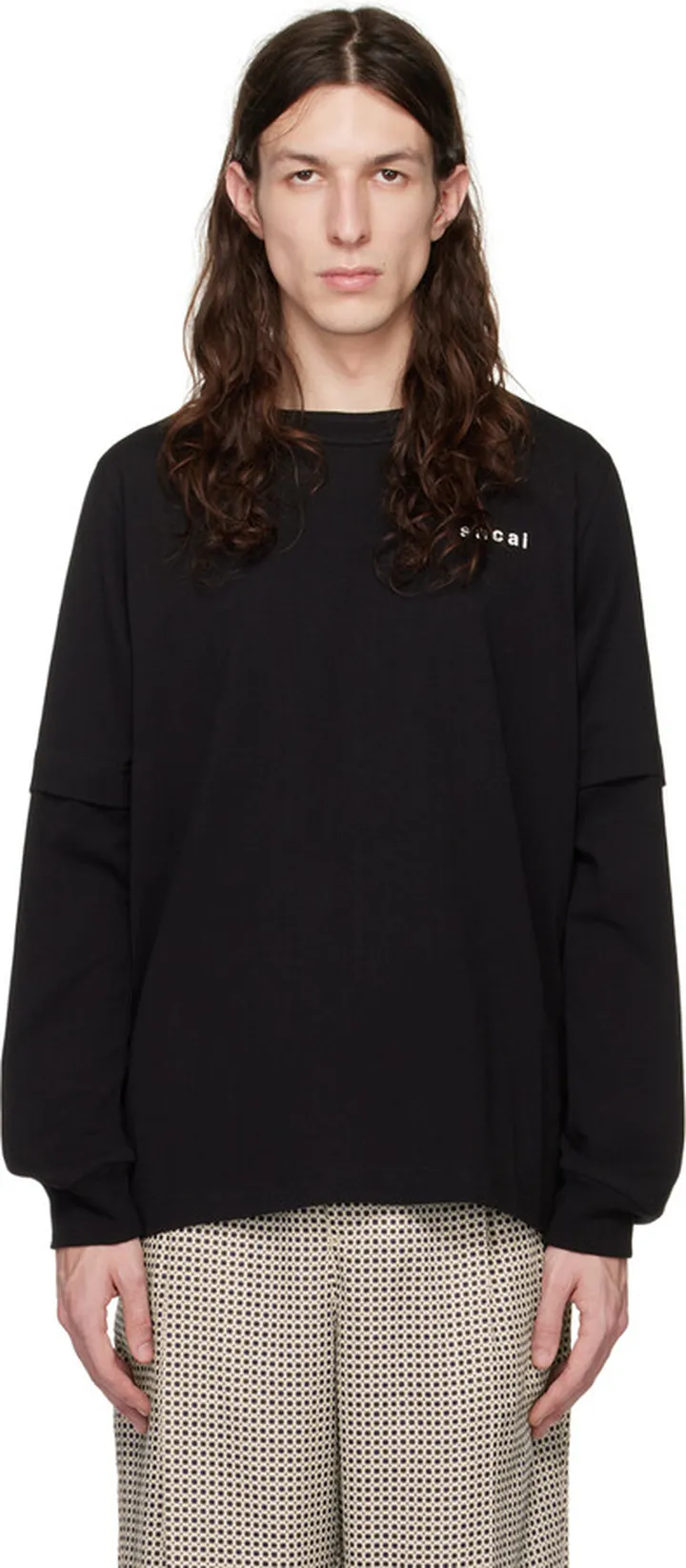 sacai Black 'Again & Again & Again' Long Sleeve T-Shirt