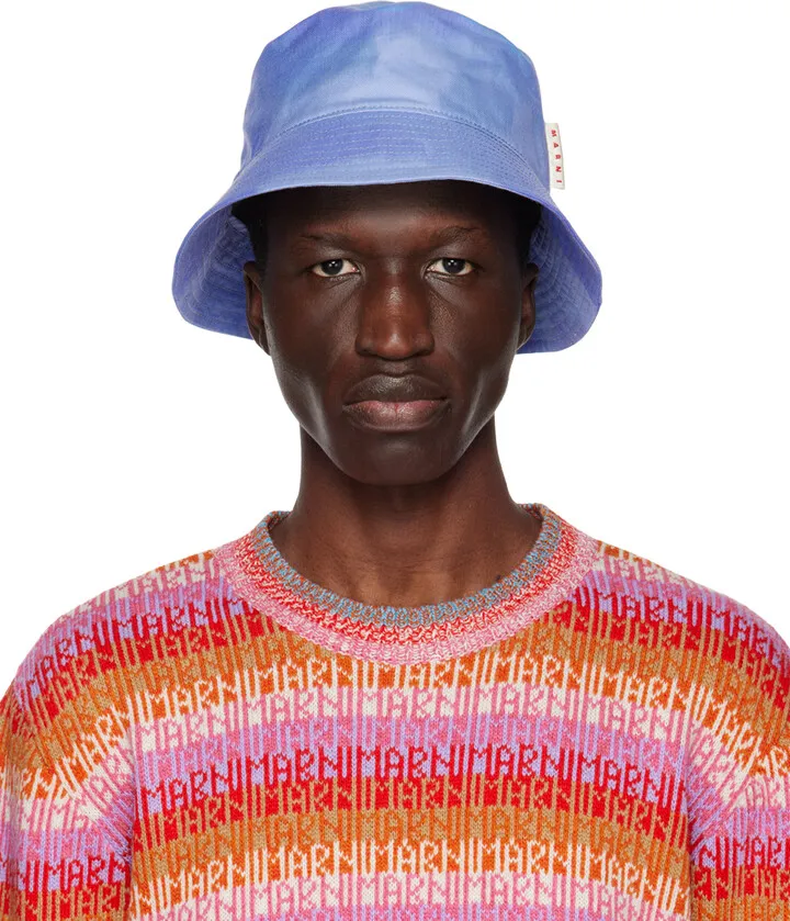 Marni Blue Quilted Brim Bucket Hat