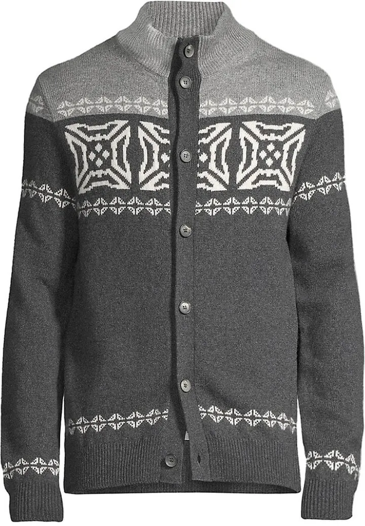 Fairisle Button-Front Cashmere Cardigan