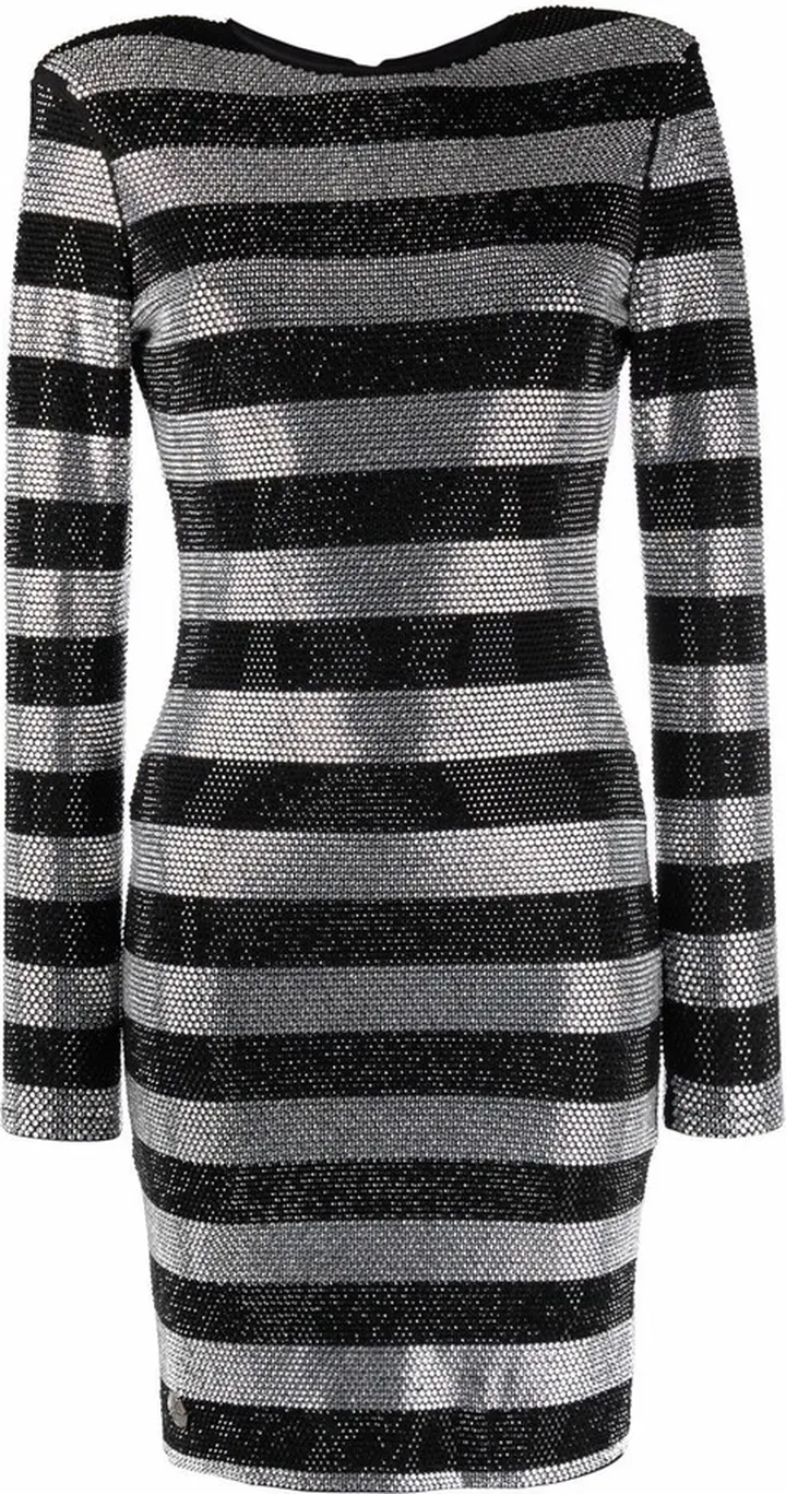Crystal-Stripes Fitted Mini Dress