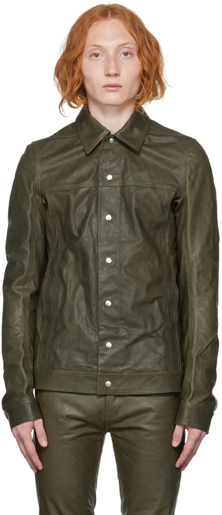 Rick Owens Green Leather Jacket