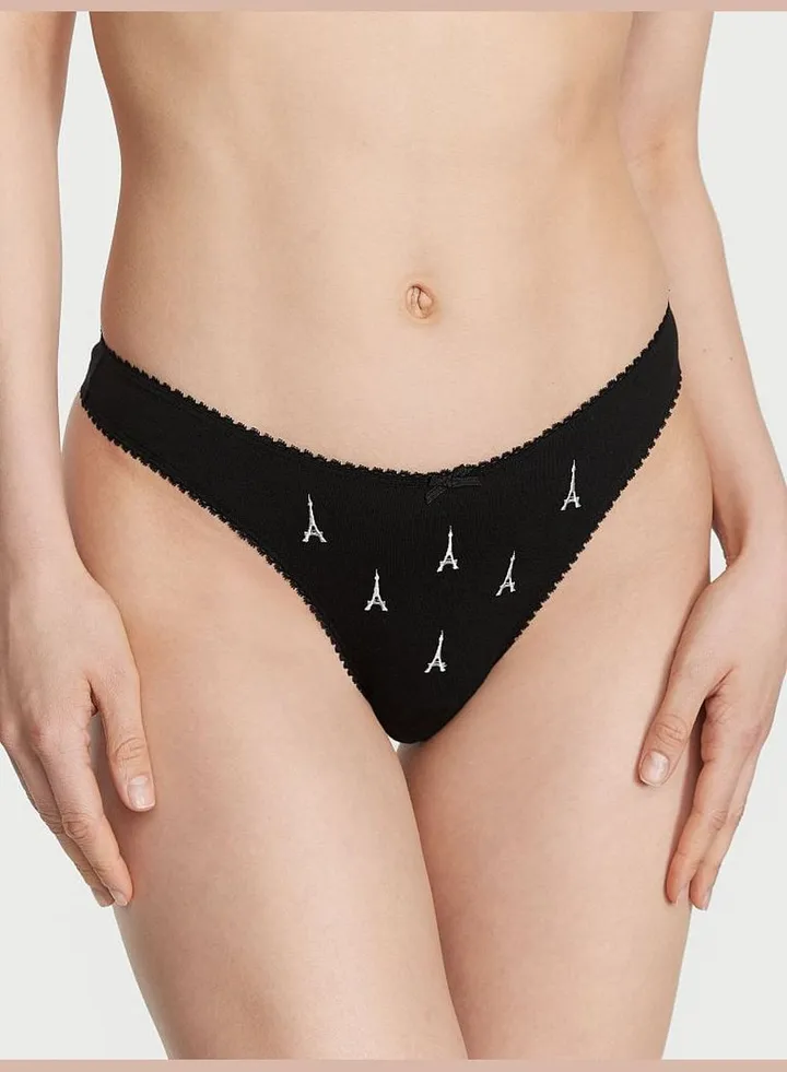 Stretch Cotton High-Leg Thong Panty