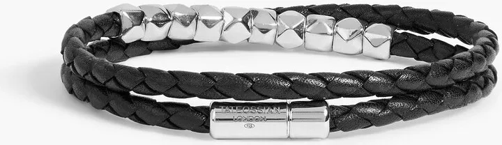 Sterling silver and braided leather bracelet