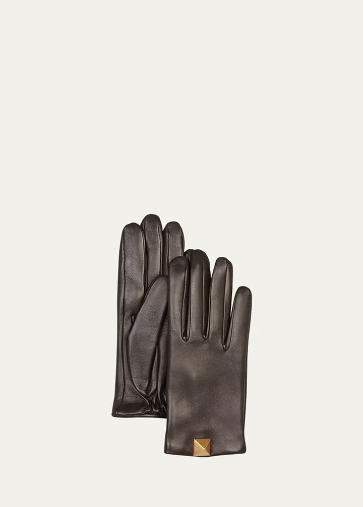 Roman Stud Cashmere & Lambskin Gloves