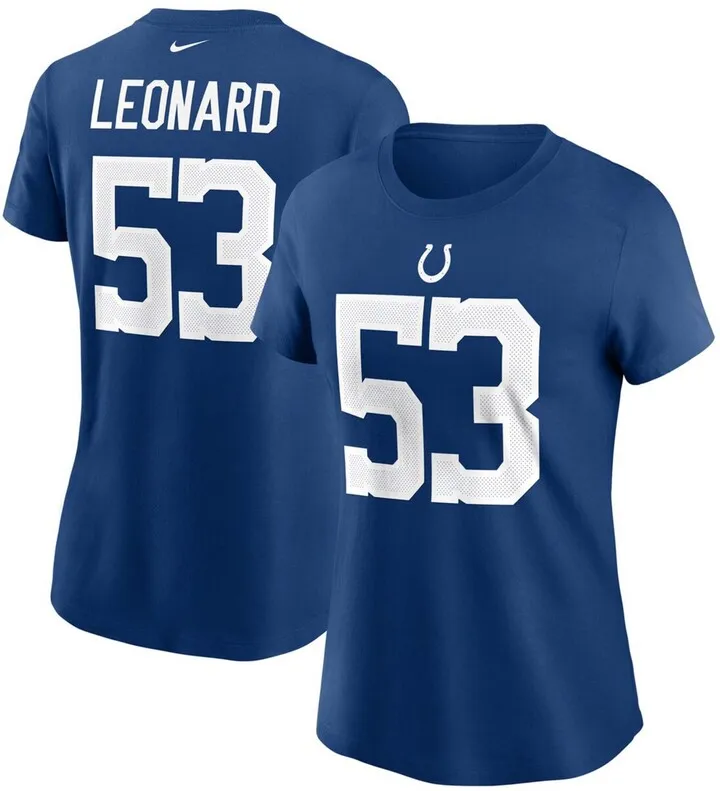 Women's Darius Leonard Royal Indianapolis Colts Name Number T-shirt