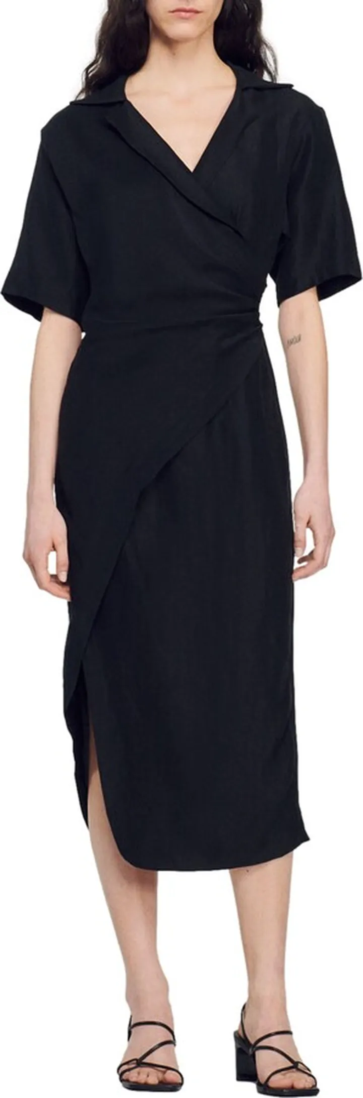 Clarance Faux Wrap Midi Shirtdress
