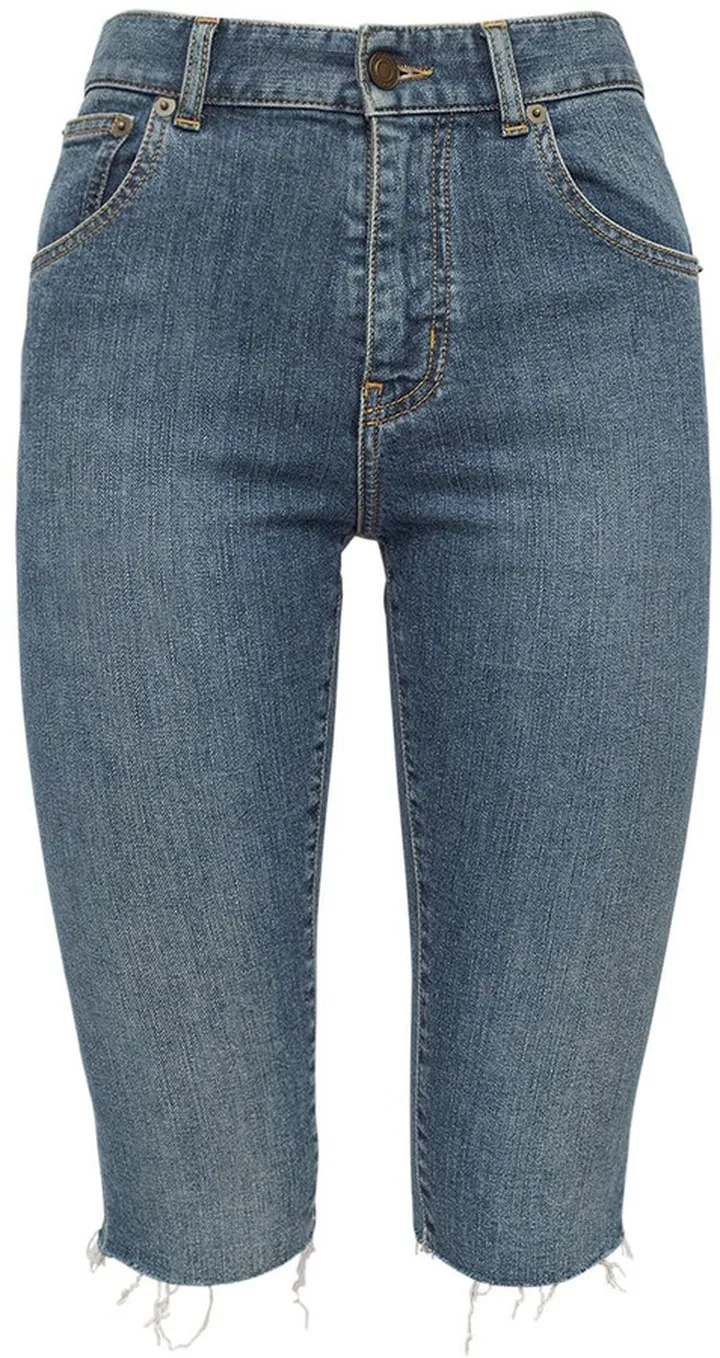 Skinny long denim bremuda shorts