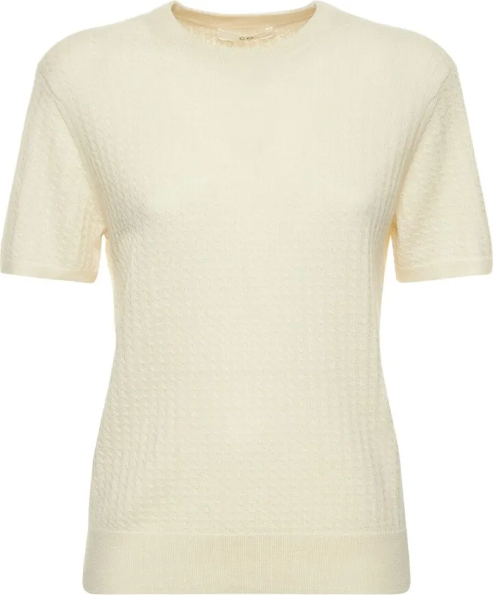 Cashmere knit short sleeved top