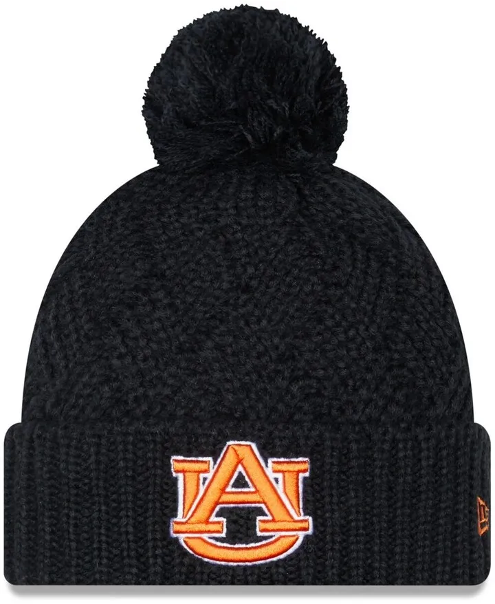 Women's New Era Navy Auburn Tigers Brisk Cuffed Knit Hat with Pom