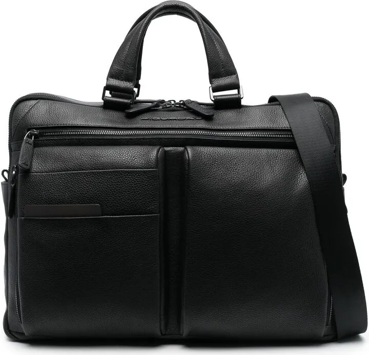 Logo Lettering Leather Briefcase
