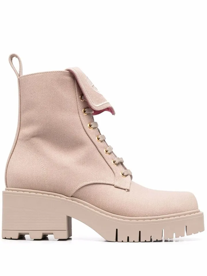 Eyelike-embroidered denim boots