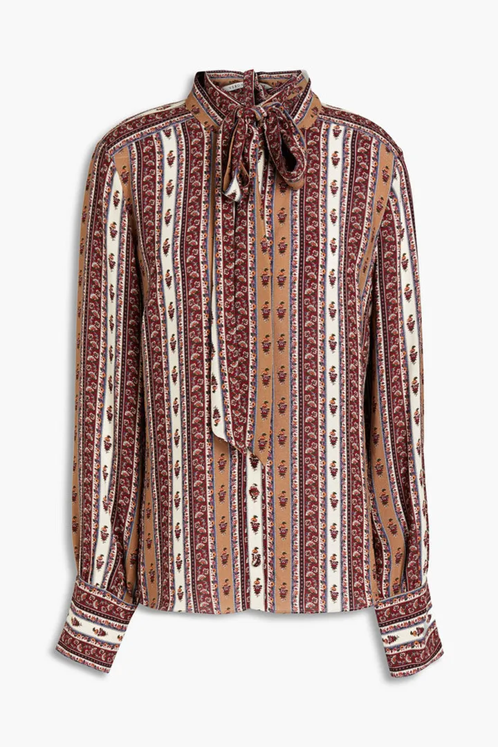 Elaine floral-print crepe de chine shirt