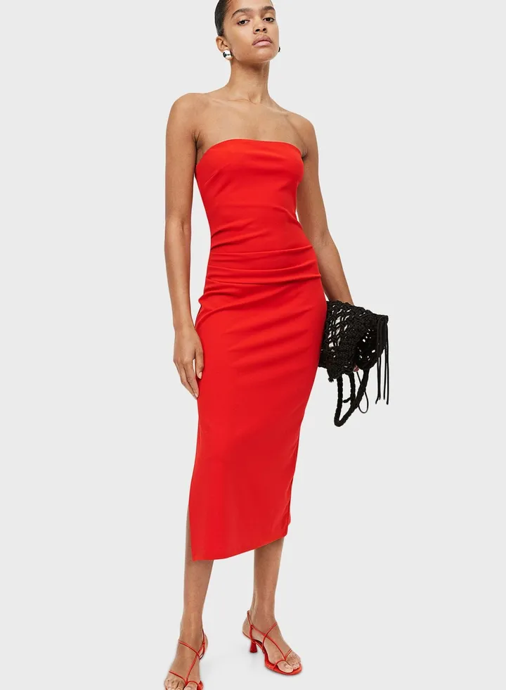 Bardot Ruched Detail Dress