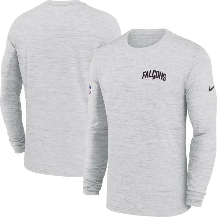 Men's Nike White Atlanta Falcons Sideline Velocity Athletic Stack Performance Long Sleeve T-Shirt