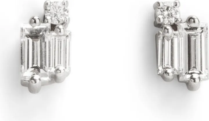 0.34 Carat Diamond Cluster Firework Stud White Gold Earrings
