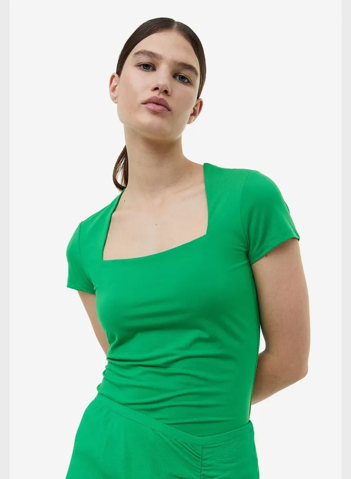 Square Neck Knitted Top