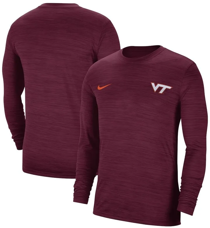 Men's Nike Maroon Virginia Tech Hokies Velocity Legend Performance Space-Dye Long Sleeve T-shirt