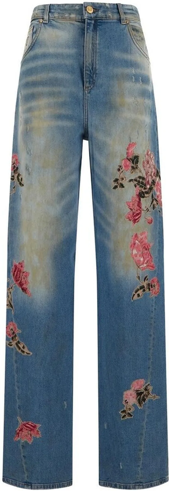 Blue Embroidered Jeans