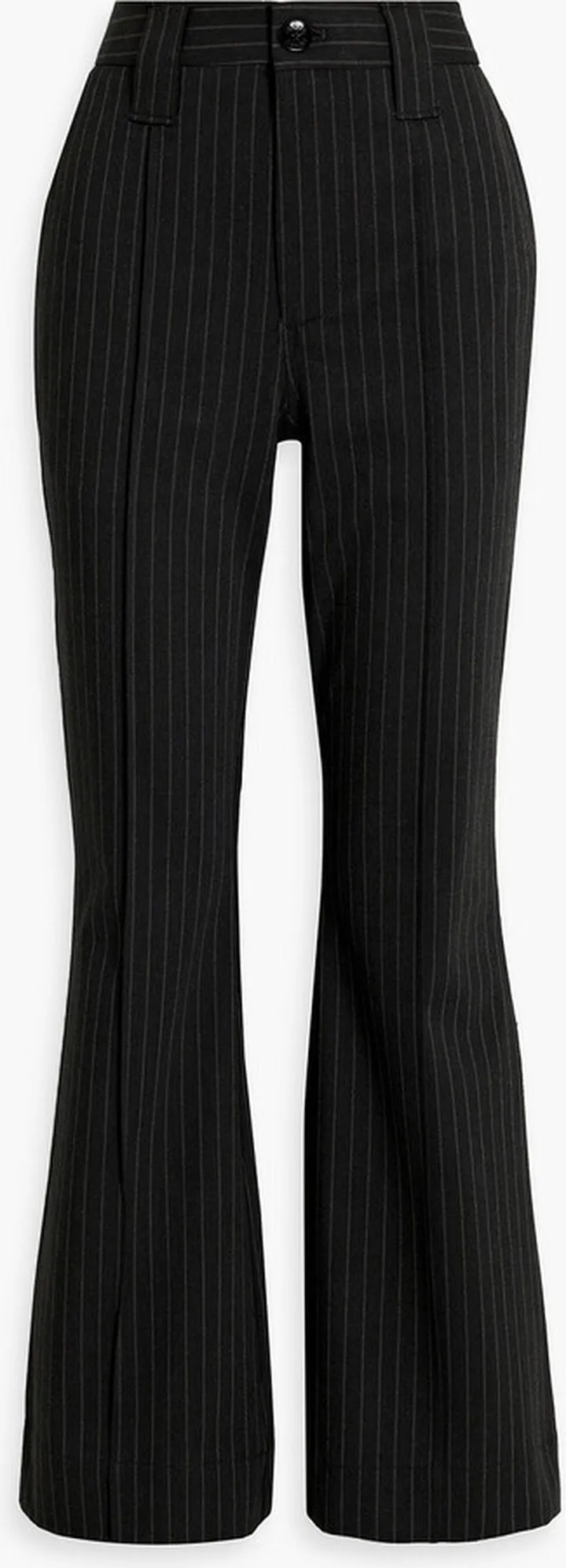 Pinstriped twill flared pants