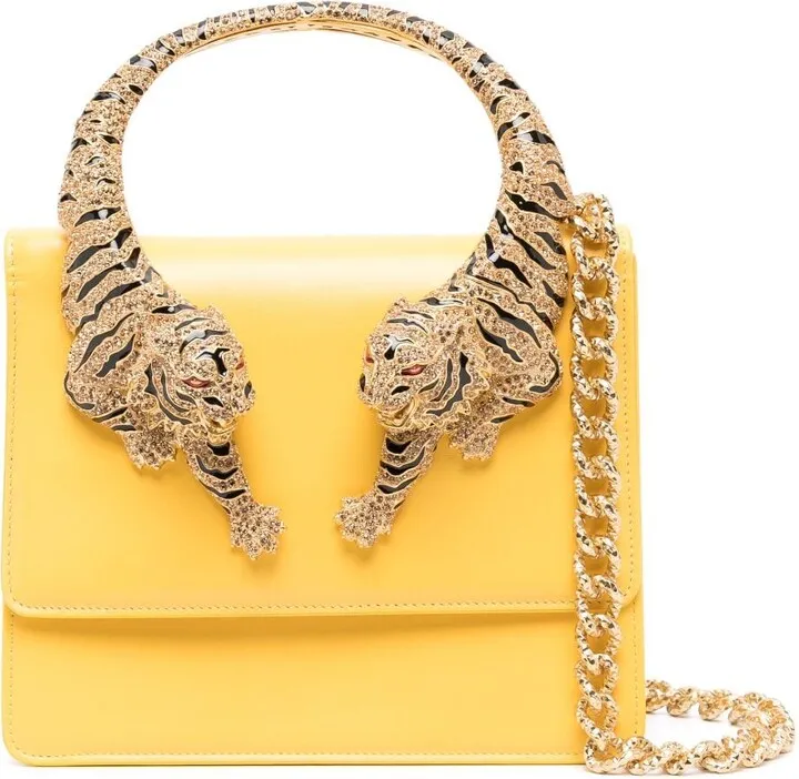 Tiger-Handle Shoulder Bag