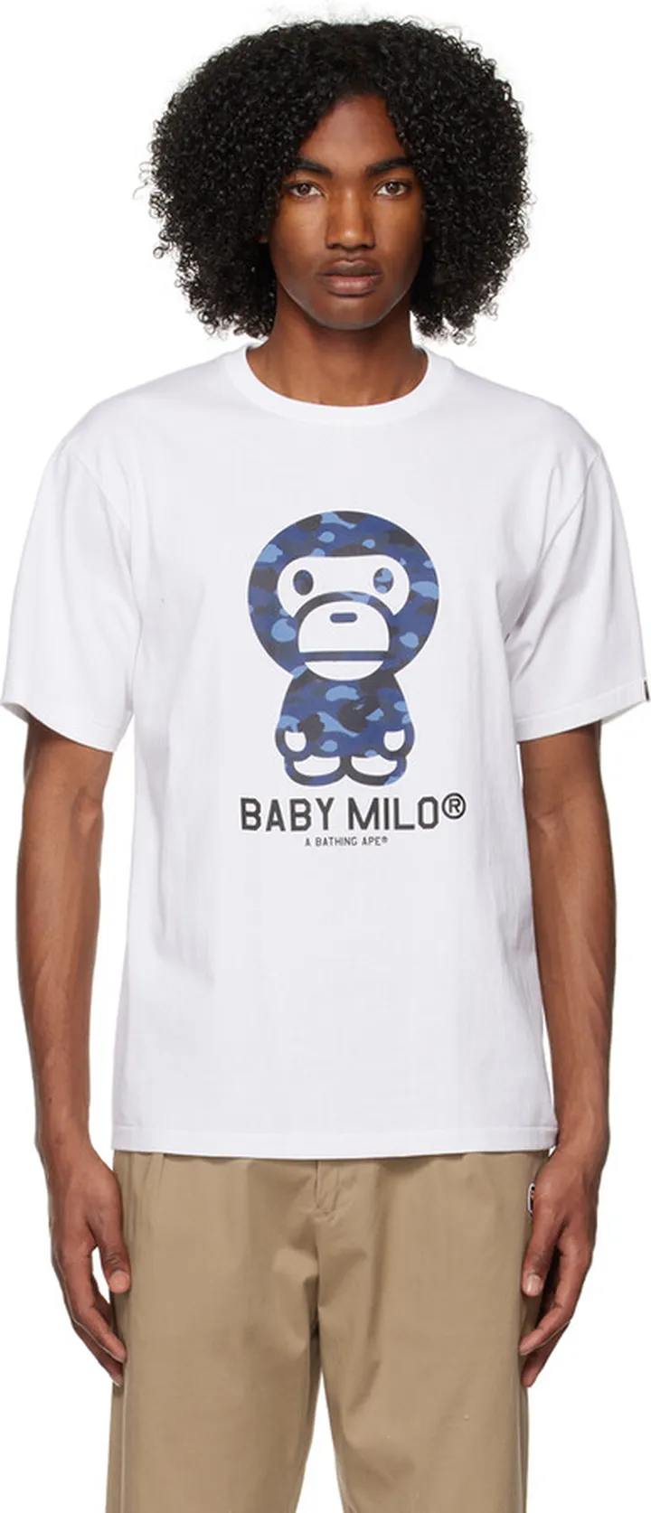 BAPE White & Navy Camo 'Baby Milo' T-Shirt