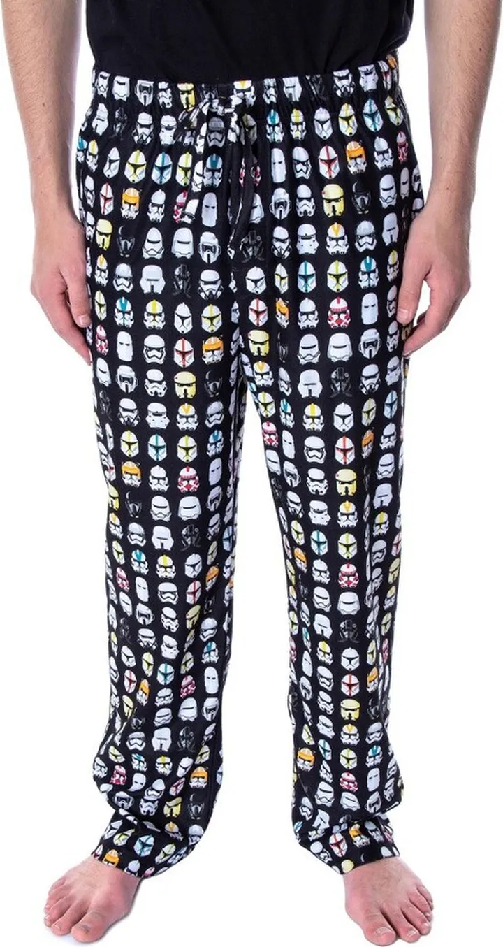 Star Wars Men's Ultimate Trooper Head Allover Pattern Sleep Pajama Pants (XL) Black