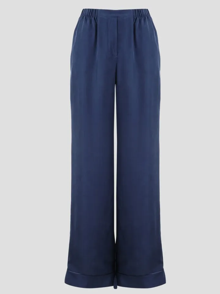 Alberta Ferretti coated silk straight leg trousers.