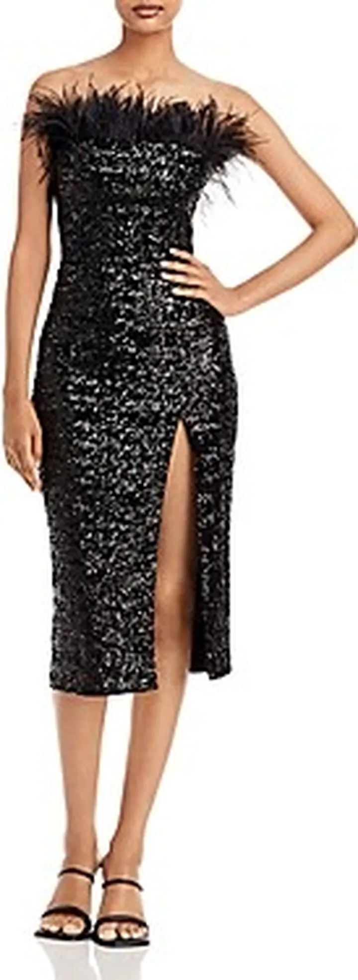 Amanda Uprichard x Bloomingdale's Liz Feather Trim Strapless Shimmer Dress - 100% Exclusive