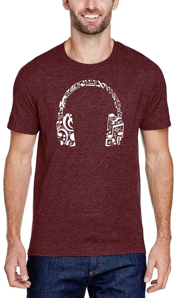 Men's Premium Blend Word Art Music Note Headphones T-shirt