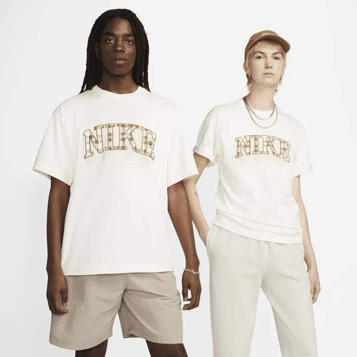 Nike Unisex Plaid Logo T-Shirt in Brown