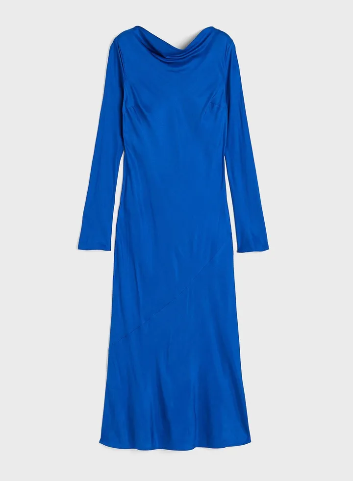 Cowl Neck Satin Dress