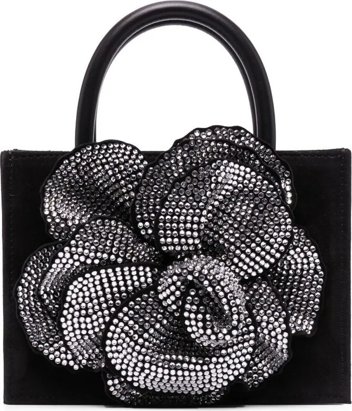 Black Crystal-Embellished Mini Bag