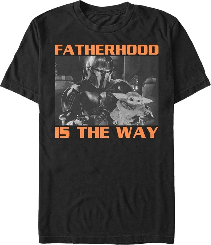 Men's Star Wars: The Mandalorian Fatherhood is the Way Grogu and Din Djarin T-Shirt - Black - Medium