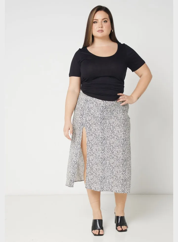 Floral Print Front Slit Skirt