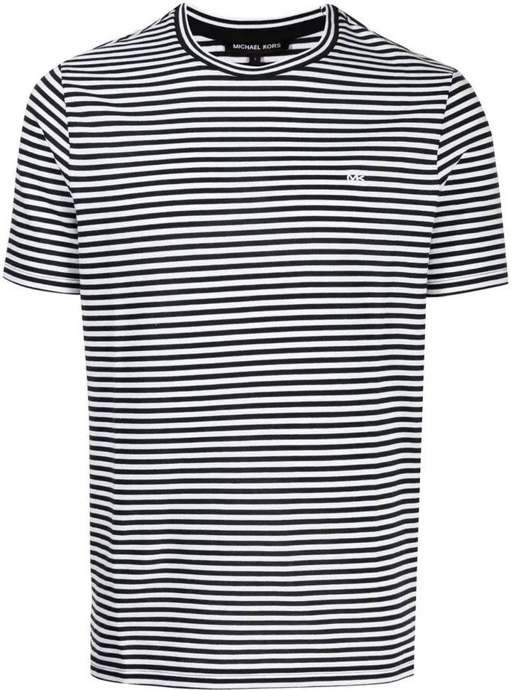 logo-embroidered stripe T-shirt