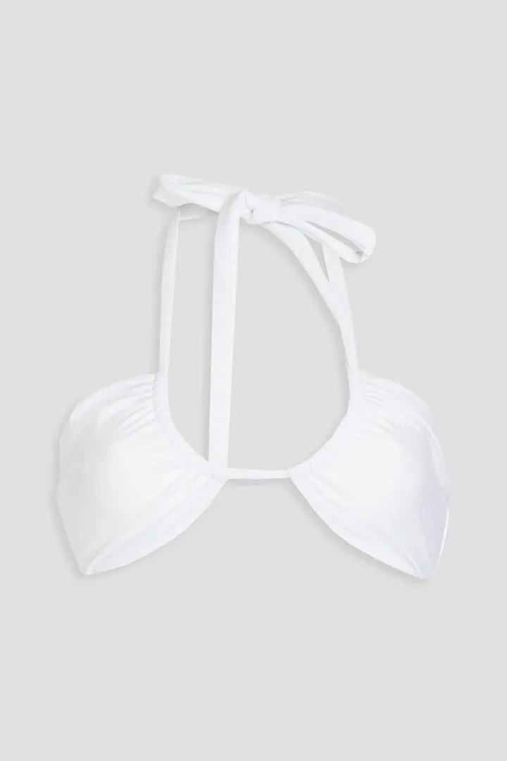 Ruched halterneck bikini top