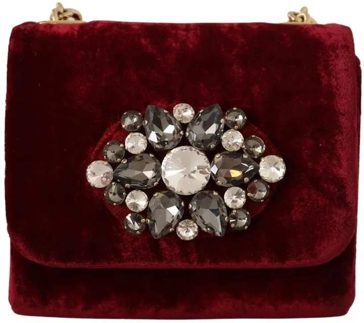 Dolce & Gabbana Velvet Crystals Mini Crossbody Women Women's Bag