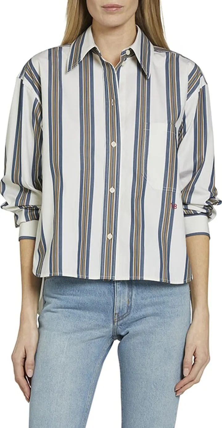 Striped Long-Sleeve Crop Shirt