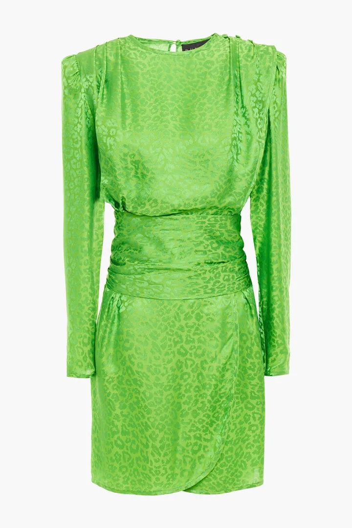 Draped satin-jacquard mini dress