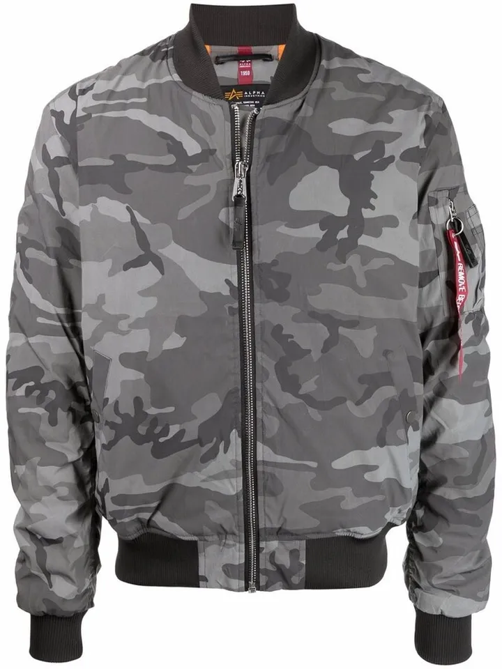 Camouflage-Pattern Bomber Jacket